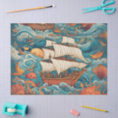 Whimsical Battleship AI-Gegenereerd Ontwerp Tissuepapier (Craft)