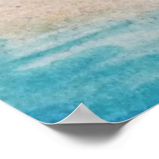 Whimsical Beach Babe Flamingo 2 Waterverf 18x24 Poster (Hoek)