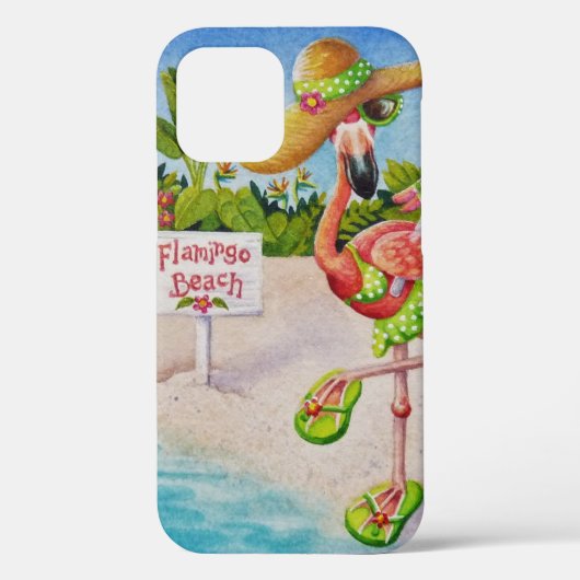 Whimsical Beach Babe Flamingo No. 2 Waterverf Art Case-Mate iPhone Case (Achterkant)
