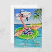 Whimsical Beach Babe Pink Flamingo No. 3 Bedankkaart (Voorkant / Achterkant)