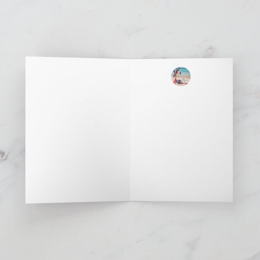 Whimsical Beach Babe Roze Flamingo Nr. 1 Kunst Kaart (Binnen)