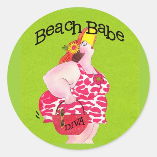 "Whimsical Beach Babe" stickers (Voorkant)
