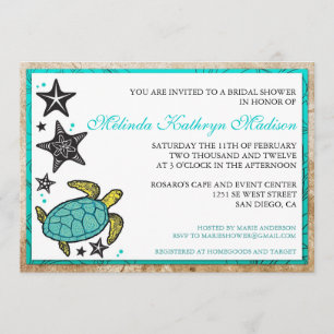 Whimsical Beach Bridal Shower Invitations Kaart