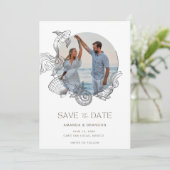 Whimsical Beach Destination Wedding Save the Date (Staand voorkant)