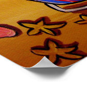 Whimsical Beach Umbrella Chair Folk Art Poster (Coin)