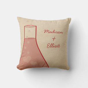 Whimsical Beaker Pillow, Red Kussen