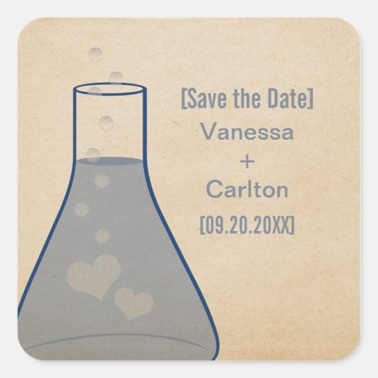 Whimsical Beaker Save the Date Stickers (Blauw) (Voorkant)