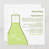 Whimsical Beaker Wedding Invite, Green Kaart (Voorkant / Achterkant)
