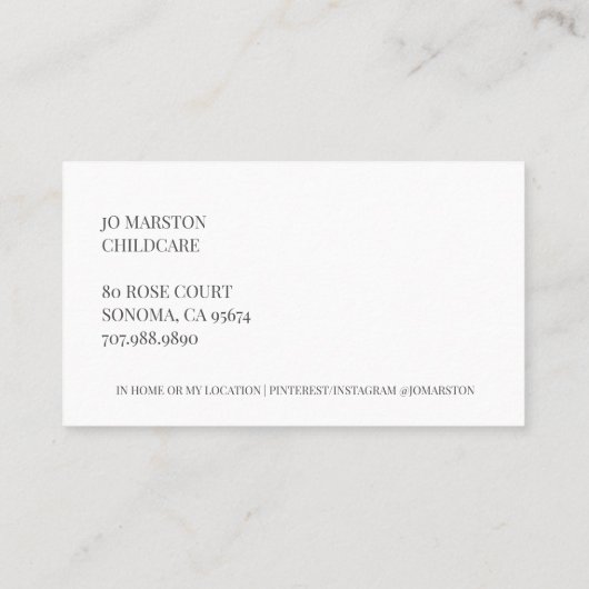 Whimsical Bear Carte de visite de garde d'enfants (Dos)