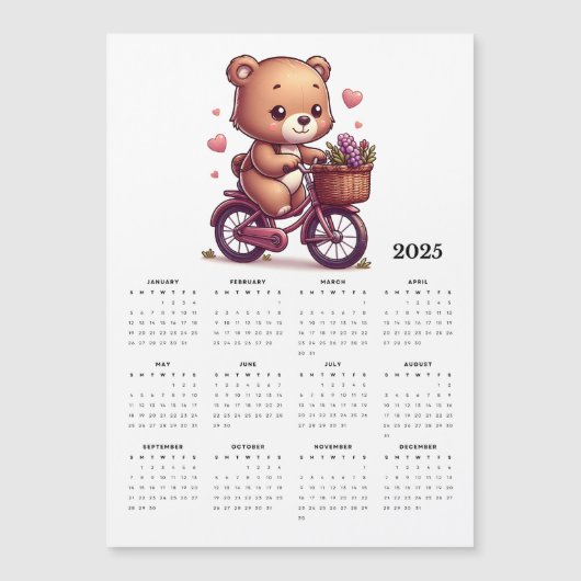 Whimsical Bear équitation Bicycle 2025 Magnet Cale (Devant)