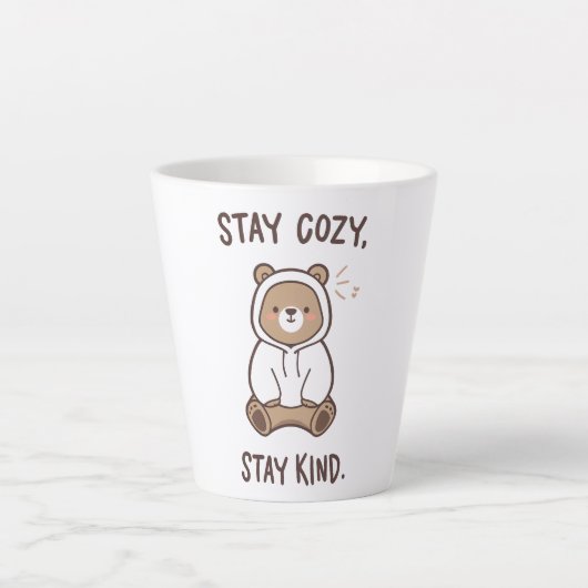 Whimsical Bear with Positive Kindness Quote Latte Mok (Voorkant)