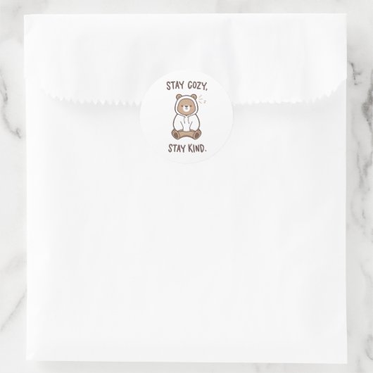 Whimsical Bear with Positive Kindness Quote Ronde Sticker (Tas)