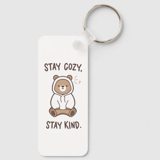 Whimsical Bear with Positive Kindness Quote Sleutelhanger (Achterkant)