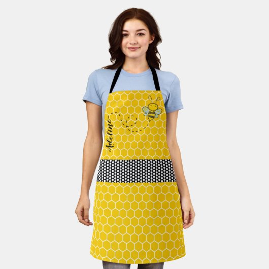 Whimsical Bee and Honeycomb Persoonlijk Schort (Gedragen)