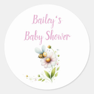 Whimsical Bee Baby Shower Ronde Sticker
