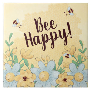 Whimsical Bee Happy Tegeltje