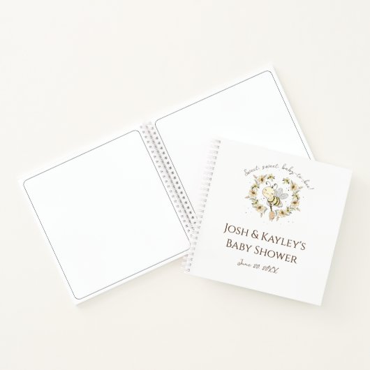 Whimsical Bee Wreater Baby shower Guest Notitieboek (Binnen)
