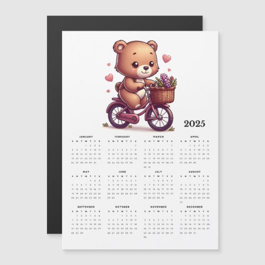 Whimsical Beer Riding Bicycle 2025 Magnet Kalender (Voorkant / Achterkant)