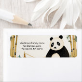 Whimsical Beige Bamboe en Panda Verjaardagsfeest Etiket (Insitu)