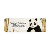 Whimsical Beige Bamboe en Panda Verjaardagsfeest Etiket (Voorkant)