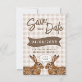 Whimsical Beige Woodland Hare Bunny Save The Date (Devant)