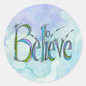 Whimsical Believe Hand-Lettering Ronde Sticker (Voorkant)