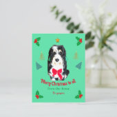 Whimsical Bernedoodle hond Kerstkaart (Staand voorkant)