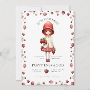 Whimsical Berry Sweet Girl's Verjaardagsfeestje Kaart