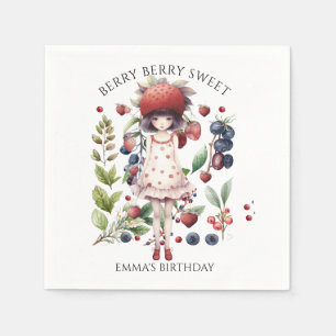 Whimsical Berry Sweet Girl's Verjaardagsfeestje Servet