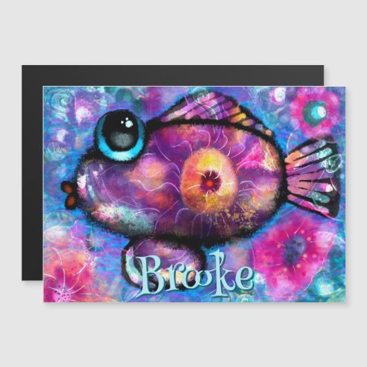Whimsical Big-Eye Fish Gepersonaliseerde Magneet K (Voorkant / Achterkant)