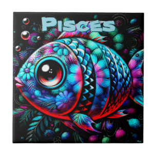 Whimsical Big-Eyed Fish Vissen Gepersonaliseerd Tegeltje