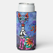 Whimsical Big-Eyed Funky Abstract Kitty Cat (Seltzer Achterkant)
