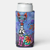 Whimsical Big-Eyed Funky Abstract Kitty Cat (Seltzer Voorkant)