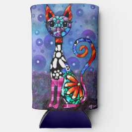 Whimsical Big-Eyed Funky Abstract Kitty Cat