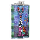 Whimsical Big-Eyed Funky Abstract Kitty Cat Heupfles (Rechts)