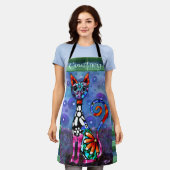 Whimsical Big-Eyed Funky Kitty Cat Personalized Schort (Gedragen)