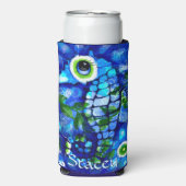Whimsical Big-Eyes Seahorse Art Blue Personalized (Seltzer Voorkant)