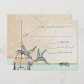Whimsical  Bird Cage Wedding RSVP (Voorkant / Achterkant)