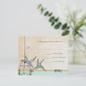 Whimsical Bird Cage Wedding RSVP Kaartje (Staand voorkant)