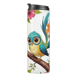 Whimsical Bird en Blooms Thermal Tumbler Thermosbeker