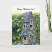 Whimsical Bird House Bird Moederdag Kaart (Voorkant)
