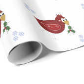 Whimsical Bird met Snowflakes Cadeaupapier (Rol Hoek)