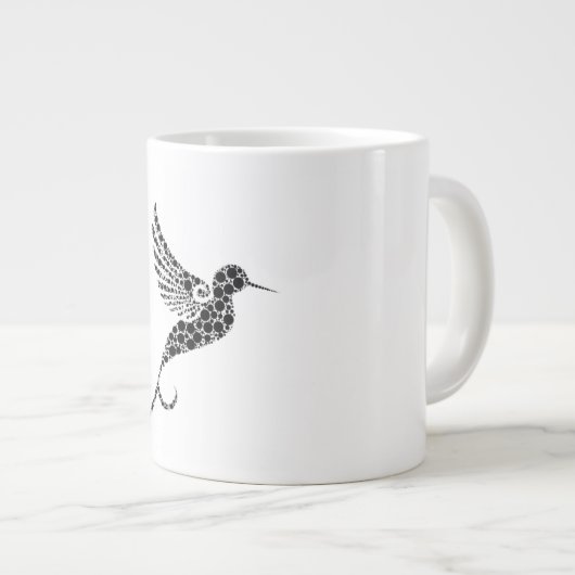 Whimsical Bird Pattern Illustration Coffee Mug Extra Grote Beker (Voorkant rechts)