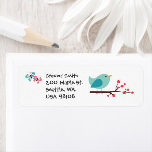 Whimsical Bird  retouradreslabel Etiket