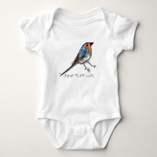 Whimsical Bird Robin Illustration Romper