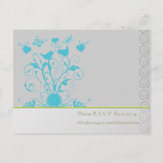 Whimsical Bird Swirl Wedding Uitnodiging (Achterkant)