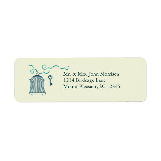 Whimsical Birdcage Wedding Label (Voorkant)