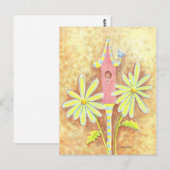 Whimsical Birdhouse Briefkaart (Voorkant / Achterkant)