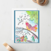 Whimsical Birds Christian Art Flat Carte pour note (Devant/Arrière en situation)