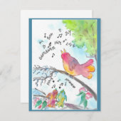 Whimsical Birds Christian Art Flat Carte pour note (Devant / Derrière)